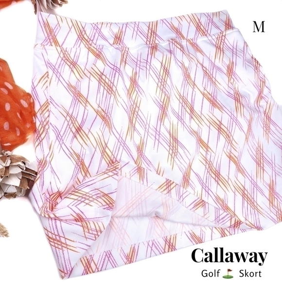 New Callaway White Multicolored Golf Skort Sz M - Picture 1 of 12